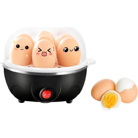 Cuiseur à œufs vapeur monocouche 350 W, mini cuiseur à œufs vapeur pour usage domestique, peut cuire jusqu'à 7 œufs, accessoire petit-déjeuner, comprend un verre doseur, dimensions env. 14,5 x 12,5 cm