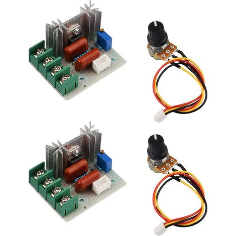 2 pièces Variateur de Vitesse pour Moteur 220V, 25A 2000W SCR Réglable Régulateur de Tension, Réglable Module Variateur LED (1/5)