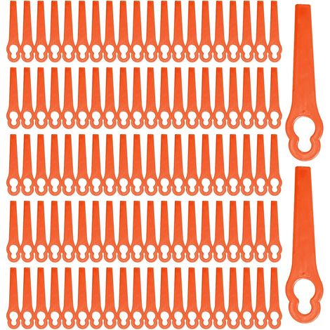 100 x Replacement Plastic Blades for Lawn Mower, Plastic Blade Edging, Replacement Blades for Cordless Edging, for Garden Lawn (Orange) (1/5)