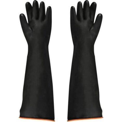 Black latex gloves, 1 pair, 55 cm, resistant to acids/alkalis/industrial safety work, protective gloves (1/5)