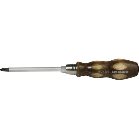 SW-Stahl 31002L Schraubendreher mit Kreuzschlitz I PH2 x 100 mm I Kreuz Schraubenzieher I Schraubendreher Werkzeug I PH Kreuzschraubenzieher
