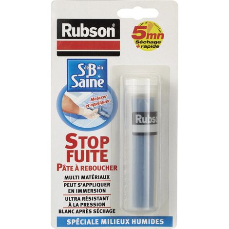 Rubson – Mastic à reboucher anti-fuite – Résine époxydique – Application sous l'eau – Résiste à 6 bars – Convient pour métal, plastique, céramique, verre, bois