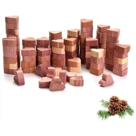 Lot de 100 Anti Mites Bois de Cèdre Anti Mites Textiles Antimites Boules en Bois de Cèdre Cœurs Naturel sans Produit Chimique, Piège Naturel Contre Les Mites pour Les Armoires, Les Tiroirs (1/4)