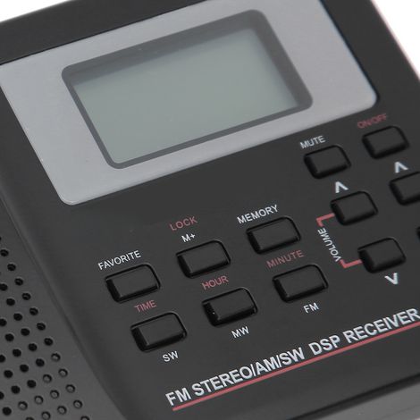 Radio FM/AM/onde courte/moyenne numérique avec réveil et écouteurs, format compact