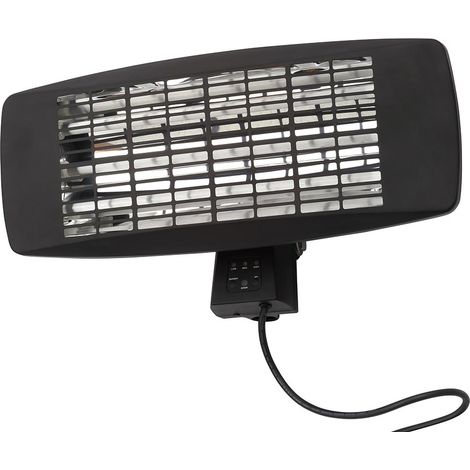 Litecraft Patio Heater Wall Mount Outdoor Fitting With 3 Power Settings - Black (1/5)