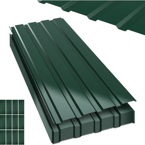 TolleTour 12 paneles perfilados para tejado 129 x 46 cm, verde, para caseta de jardín, cochera y cobertizo, con guantes anticorte