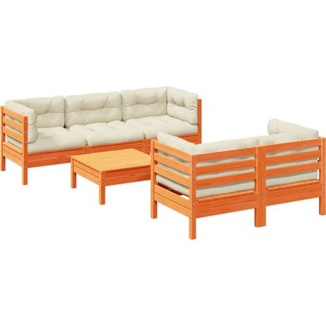 Maison Exclusive - Set de sofás jardín 6 pzas con cojines madera (1/5)