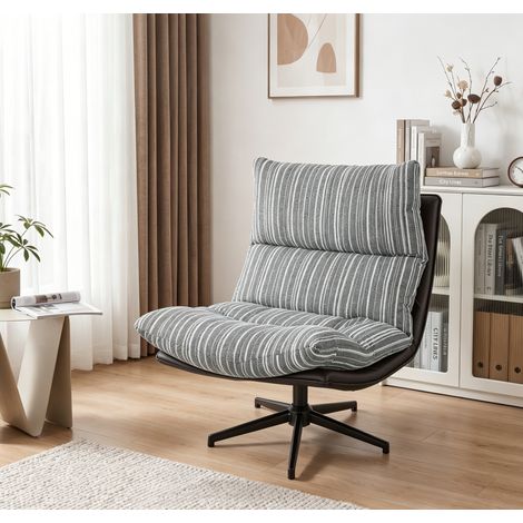 WILITTO 360° Fauteuil inclinable pivotant, fauteuil confortable, dossier réglable sur trois positions,, Hauteur réglable, Coussin de siège séparé, 103×66×89cm, blanc grisâtre (1/5)