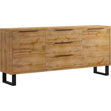 Buffet 2 portes 3 tiroirs Eden Bois et Metal (1/3)