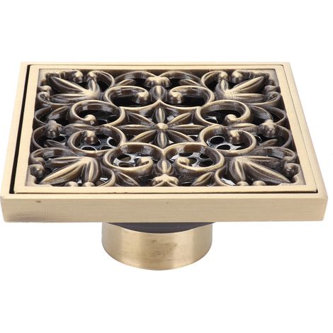 Kit de siphon de sol de douche en cuivre antique 10x10cm, accessoires de salle de bain pour hôtels et maisons (1/5)