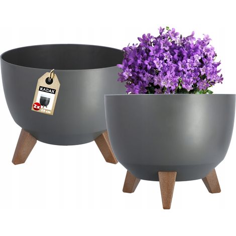 KADAX Blumentopf, runde Blumenschale, 29 cm, Anthrazit, 2 Stück