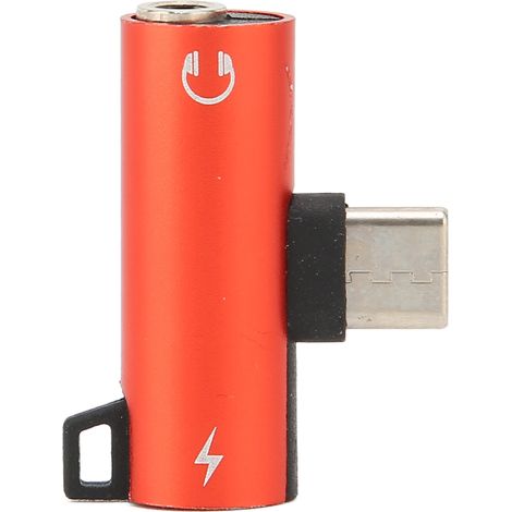 Adaptateur USB-C vers Jack 3,5 mm avec Charge Rapide PD - Double Fonction Audio HIFI et Charge (Rouge) (1/5)