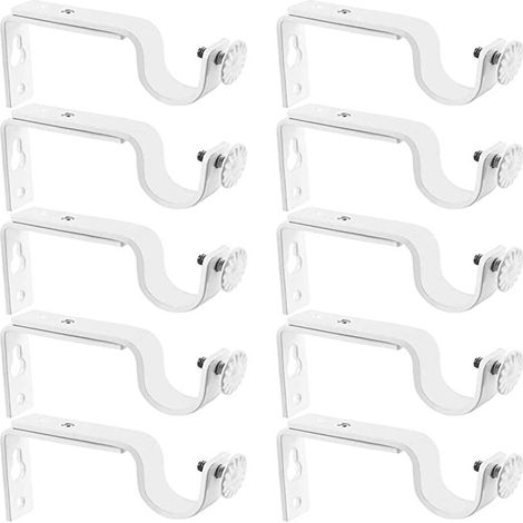 Ensemble de 2 supports de montage télescopiques pour rideaux et accessoires, supports latéraux blancs. (1/5)