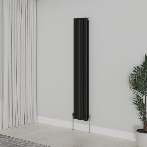 WarmeHaus Vertical 1600x272mm Flat Panel Radiator Black Double (1/5)