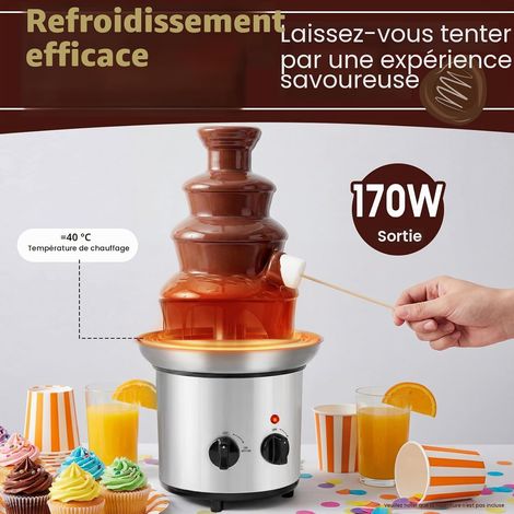 Fontaine à chocolat à 4 étages 170 W en Acier Inoxydable, Machine de Fontaine pour Chocolat Fondant Chaud, Capacité 1,8L, Pour Réunions de Famille, Anniversaires, Mariages (1/5)