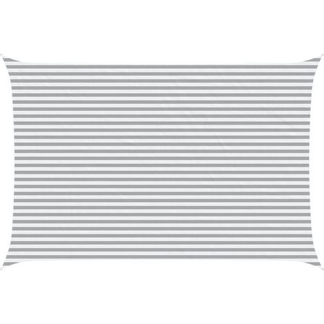 Voile d'ombrage gris clair et blanche, 6 mètres x 4 mètres (1/5)