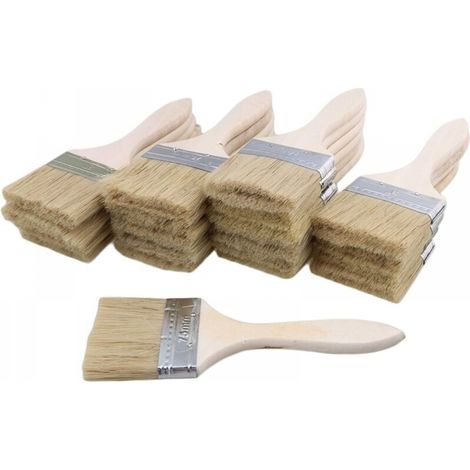 Pinceaux ou pinceaux bon marché avec manches en bois, 3 pouces de large, pour peinture, teinture, vernis, plâtre, apprêt, colle, 20 pièces