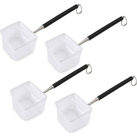 4PCS Mini Épuisette Aquarium 6,5x6,5 cm avec Manche Extensible 13-39 cm et Profondeur 5 cm, Filet pour Crevettes d'Aquarium, Epuisette Bassin Exterieur pour Poissons et Garnitures (1/5)