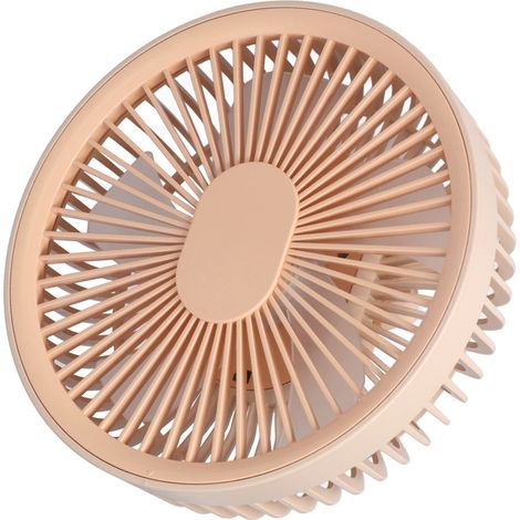 Ventilateur de bureau 2 en 1 en ABS PP 4000 mAh, 3 vitesses, chargement USB, ventilateur de plafond portable pour camping avec télécommande, rose (1/5)