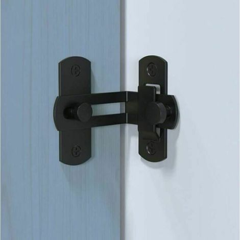 Noir 90 Degrés En Acier Inoxydable Loquet Grande Serrure De Porte Dédiée Porte De Grange Serrure à Angle Droit Serrure De Porte Flip Boucle De Porte Courbée (2 Pack) (1/3)