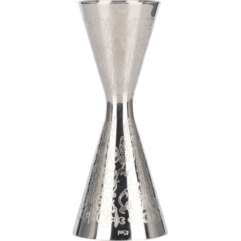Doseur élégant en acier inoxydable 30 ml/45 ml avec graduation, accessoire de bar pour boissons et vins. (1/5)