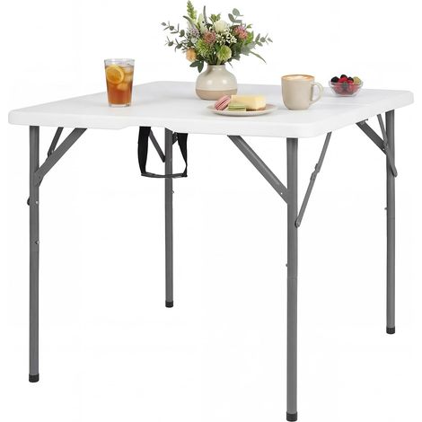 COSTWAY Tavolo Pieghevole Da Esterno Folding Table Tavolino Campeggio Richiudibile Salvaspazio Giardino Quadrato 4 Persone Plastica Buffet Interno Mercatini P (1/5)