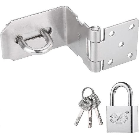 Moraillon cadenas 90° acier inox, loquet porte bois/fenêtre/armoire/garage