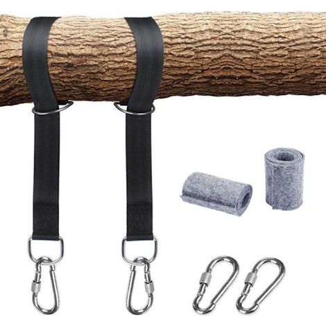 Filiyano-Sangle pour hamac, sangle pour balançoire d'arbre, fixation pour hamac pour arbre 2 x 150 cm avec anneau en D - Deux mousquetons - Charge (1/2)