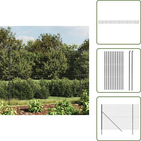The Living Store Recinzione Metallica Antracite 1,4x25 m in Acciaio Zincato - Recinzione da giardino