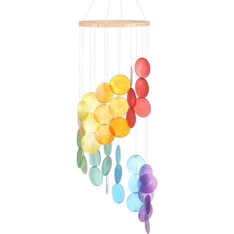 Carillon Éolien en Coquillage pour l'Extérieur, Carillon Éolien en Coquillage et Verre de Mer pour l'Extérieur/Le Patio, Décoration de Carillon Éolien Artisanal [Multicolore] (1/5)