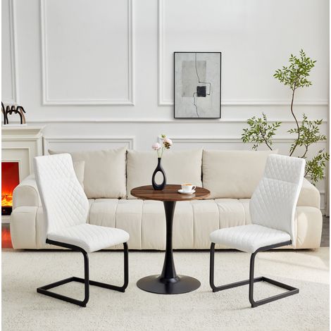CHICFURN Conjunto de mesa y sillas redonda 60 cm MDF blanco y negro para 2 personas (1/5)