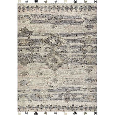 Tappeto kilim in lana grigia fatto a mano con motivo 160 x 230 cm Aratashen