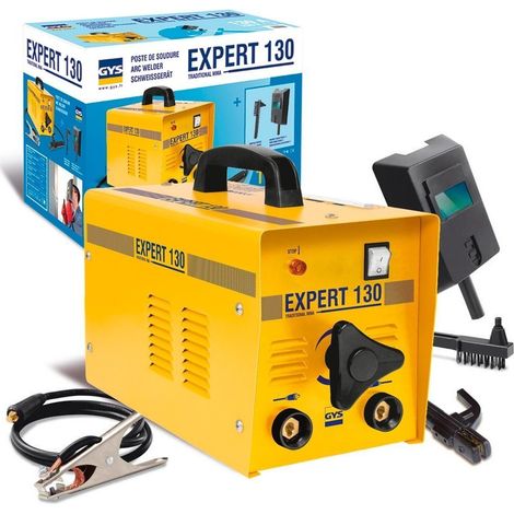 GYS Expert 130 - Poste de Soudage à l'Arc MMA 230V 130A avec Accessoires, Idéal pour Soudure à Électrodes