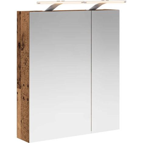 Maison Exclusive - Badezimmerspiegelschrank mit Regal Altholz 60
