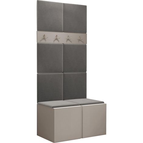 Conjunto para recibidor Pinis IV, Manila 16, 186x84x46cm, Aglomerado laminado, Tapiz, Colocada, Montada en la pared