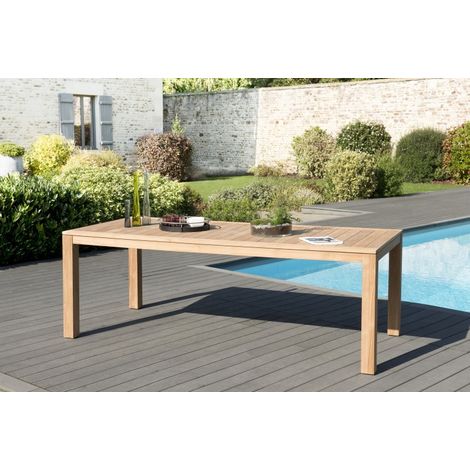 KIM - Table de jardin 6/8 personnes - VIESTE 220 x 100 cm en bois Teck (1/5)