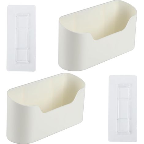 Ensemble de 2 organisateurs de portes d'armoires auto-adhésifs, bacs de rangement muraux pour portes d'armoires de cuisine, réfrigérateur, salle de bain, organisateur de panier. (1/5)
