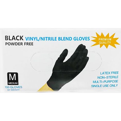 Sollbry Einweg-Untersuchungshandschuhe aus Nitril, latexfrei, schwarze Einweg-Nitrilhandschuhe für Medizin, Küche und Kosmetikerinnen, Gummihandschuhe in Lebensmittelqualität, puderfrei, unsteril, 100 (1/4)
