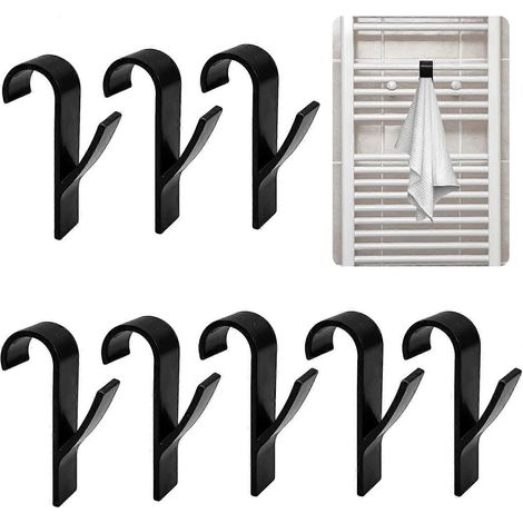 Handtuchtrockner-Heizkörperhaken, 8-teiliges Set, Handtuchtrocknerhaken, Badezimmer-Handtuchhaken, Heizkörperhaken, Handtuchhalter, Badezimmer, Büro, Schrank (Schwarz) (1/4)
