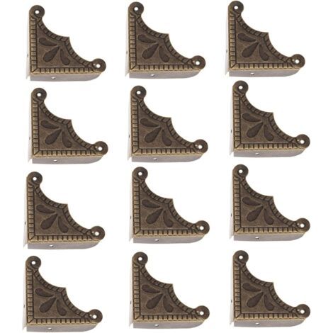 12pièces Protecteur de Coin Protecteur de Meubles Laiton Antique Jewelry Decorative Chest Boîte en bois d'angle Protecteur