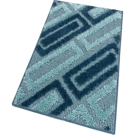 Tappeto Bagno Moderno Morbido Soffice Assorbente Asciugapassi Antiscivolo Lavabile Blu - 50x80 Cm (1/5)