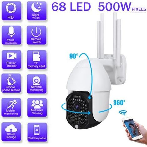Caméra de surveillance - Wifi - 1080P - 5.0MP - Vision nocturne - IP67 - Extérieur (1/4)