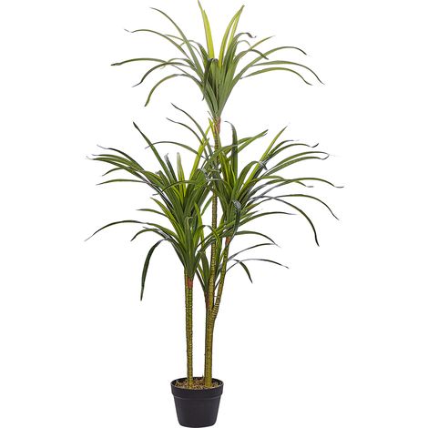 Planta artificial en maceta de material sintético verde y negro 147 cm accesorio decorativo de interior Dracaena Anita