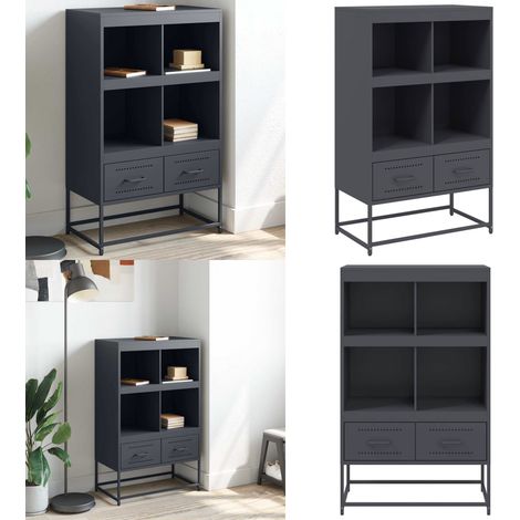 Highboard Anthrazit 68x39x111,5 cm Stahl - Sideboard - Schreibtisch - Wohnzimmermöbel - Metallregal - Anthrazit - Home & Living (1/5)
