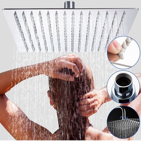 1 Pommeau de douche, Acier inoxydable 304, Effet pluie, Rotation 360°, Interface G 1/2, Salle de bain (1/5)