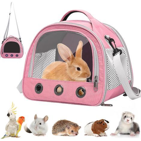 Sac de Transport pour Petits Animaux, Sac Transport Chat Chien, Cage Transport Lapin, Sac Chat Portable, Sac Voyage Chat Pliable, Sac de Voyage pour Animal, pour Oiseaux, Chatons, Chiots, Hamsters (P) (1/5)