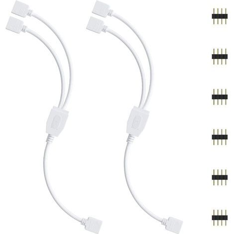 Kit de connecteurs pour bandes LED AIPERQ, 2 répartiteurs 4 broches, câble répartiteur 1 vers 2, connecteur 4 broches pour bandes LED RVB 5050, 3528, 2835, accessoires DIY (1/4)
