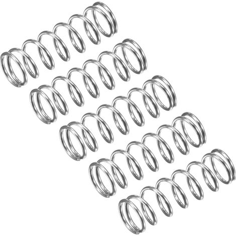5 - Ressort De Compression - Acier Inoxydable 304 - Extrémités Fermées Pour Force Stable - Réparation Appareils Ménagers Et Moteurs - Argenté - 5mm X 15mm