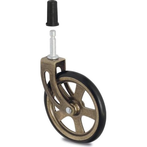 rueda giratoria camarena aro de goma d105 ec bronce max.30kg. con fijacion espiga. h123.