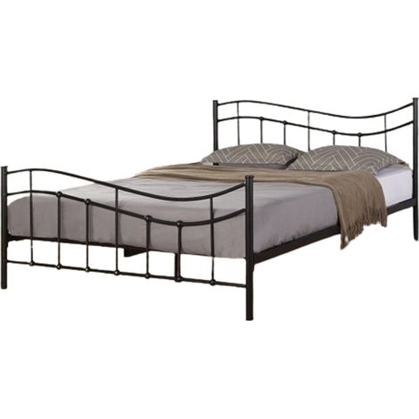 Lit ODETTE 160x200 cm – Métal noir – Sommier inclus – Élégance et robustesse (1/4)